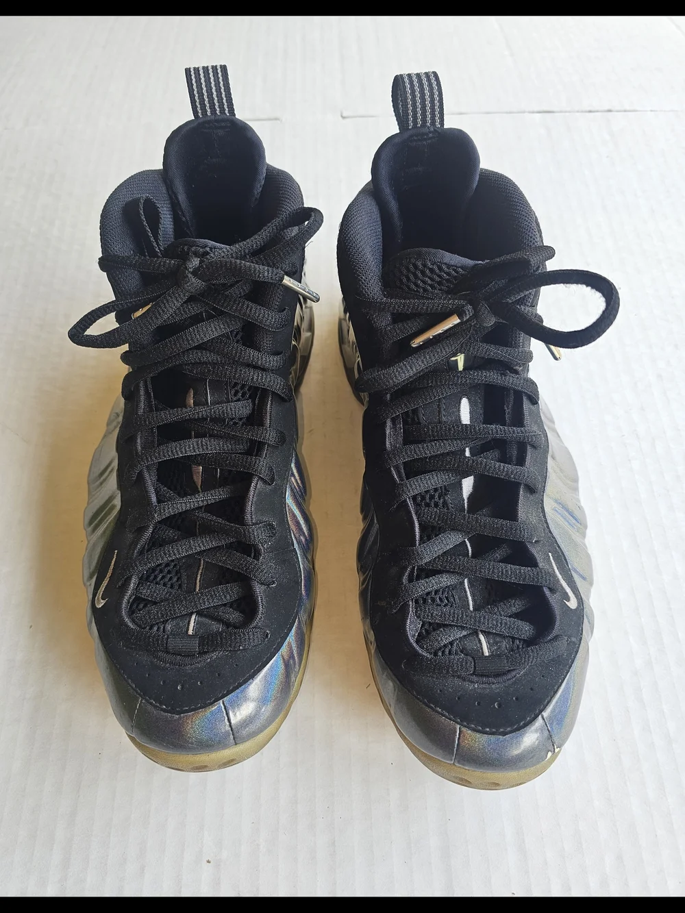 Nike Men's All-Black Iridescent Foamposite-Style Sneakers